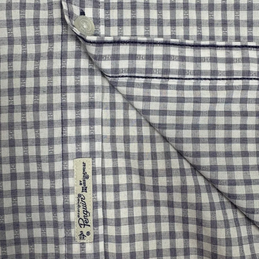 Orig Penguin Gingham Button Down Shirt Men's L/G Blue White Long‎ Sleeve Pocket